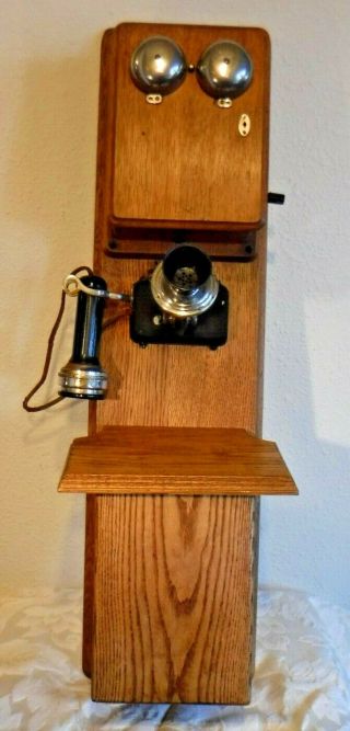 Stromberg Carlson Two Box Wooden Wall Telephone With Receiver