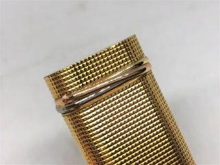 Rare Auth CARTIER Trinity 3 - Color Ring K18 Gold - Plated Checkered Lighter 6