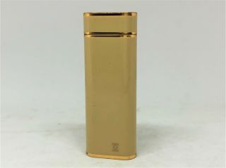 Auth Cartier 2c Logo Enamel Composite Oval Lighter Beige/gold Briquet