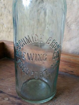 1896 - 1905 Schmich Bros Brewing Beer Co Embossed Glass Quart Bottle Freeport,  Il
