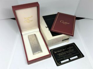 Auth CARTIER Brushed Bark Pentagon 5 - Sided Lighter Silver w Box/Case/Papers 3