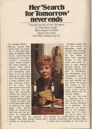 1975 Tv Article Mary Stuart Soap Opera Actress Search For Tomorrow