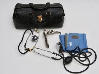 Vintage Lilly Leather Medical Doctor Bag With Instruments 2