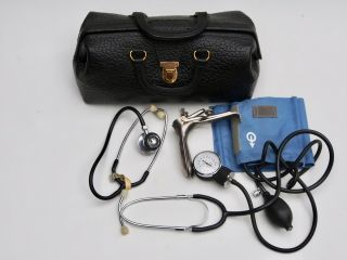 Vintage Lilly Leather Medical Doctor Bag With Instruments 5