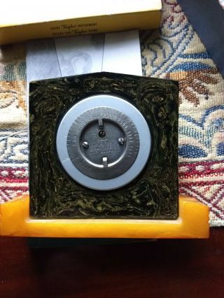 Rare Taylor Baroguide Barometer Butterscotch Yellow Catalin Deco Design MIB 3