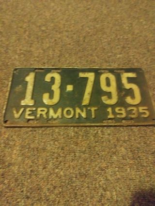 Vermont 1935 License Plate