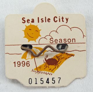 1996 Sea Isle City,  Nj Seasonal Beach Tag / Badge