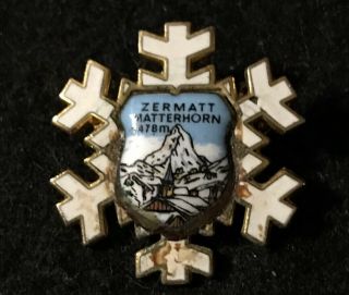 Zermatt Skiing Ski Pin Badge Matterhorn Switzerland Swiss Souvenir Travel