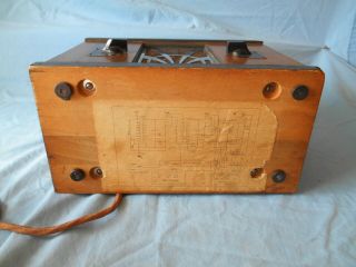 1934 Art Deco Deluxe Jr Chrome Grill 4 Tube Wood Table Radio Model 45 MFGR 1731 7