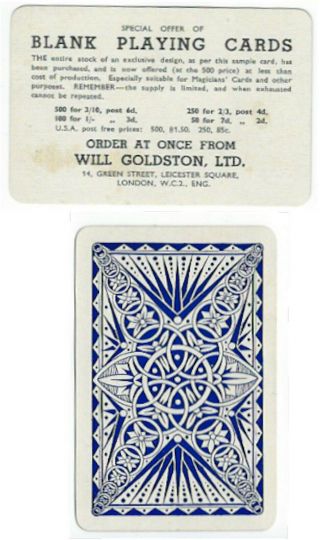 Will Goldston Throw Out Blank Card Price List - On Throw Out Card - Ca.  1930s/40s - Pp
