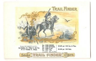 Trail Finder - Native American Indian On Horseback - 5pc.  Embossed Cigar Label