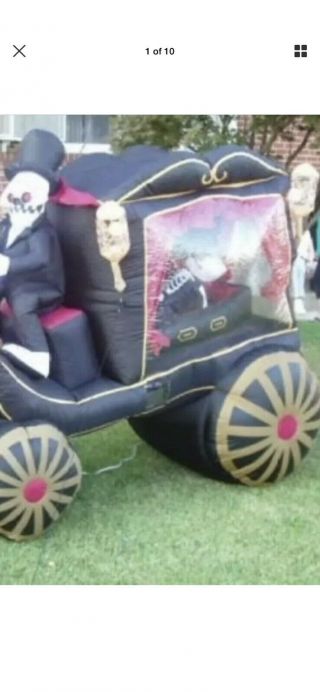 Gemmy Halloween Inflatable Grim Reaper Horse Pulling Carriage Hearse Coffin