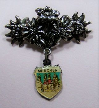 Munich Munchen Vintage Shield Bavaria Oktoberfest German Tyrol Hat Pin