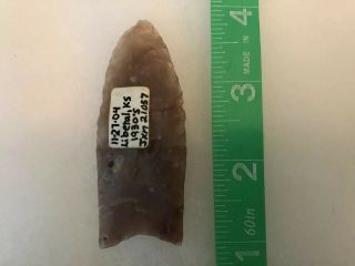 3” Paleo Fluted Translucent Clovis Found In Kansas Indian Arrowhead Artifact