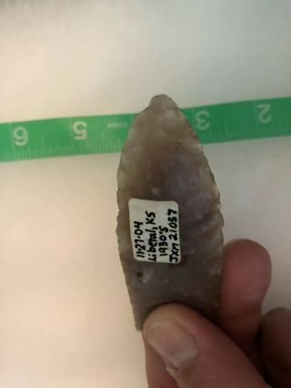 3” Paleo Fluted Translucent Clovis Found in Kansas Indian Arrowhead Artifact 5