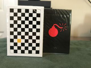 2 Deck Of Anyone Worldwide Playing Cards (1) Yellow Checkerboard & (1) Bomb Ed.