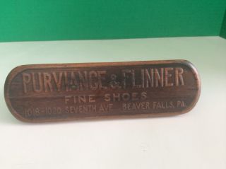 Vintage Advertising Wood Shoe Shine Brush Purviance & Flinner Beaver Falls Pa