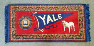 Yale University Tobacco Felt Rug (giant Size 29 " X 13 1/4 ") 1900 