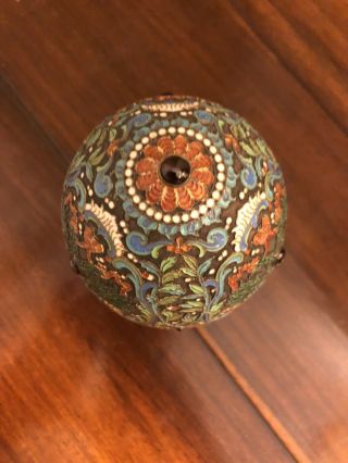19th Century Russian Egg.  Sterling And Enamel Cloisonne 2
