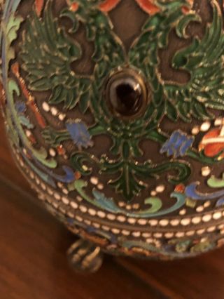 19th Century Russian Egg.  Sterling And Enamel Cloisonne 3