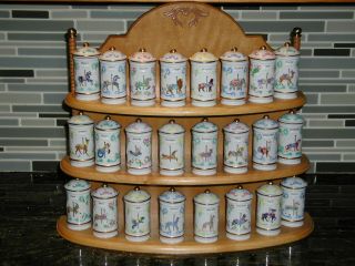 Lenox Horse Carousel Spice Rack Complete Set Of 24 Spice Jars & Rack
