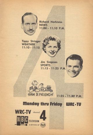 1955 Wrc Tv Ad Sam & Friends Muppets Tippy Stringer & Jim Simpson Sports News