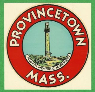 Vintage 1948 Goldfarb " Provincetown " Massachusetts Pilgrim Decal Art