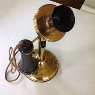 Kellogg Brass Candlestick Telephone Old Very Heavy And Well Marked