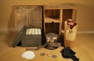 Antique Japanese Medical Moxibustion Kit & Radium Bottle / Strange Medical