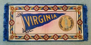 University Of Virginia,  Tobacco Felt Rug (giant Size 29 " X 13 1/4 ") 1900 