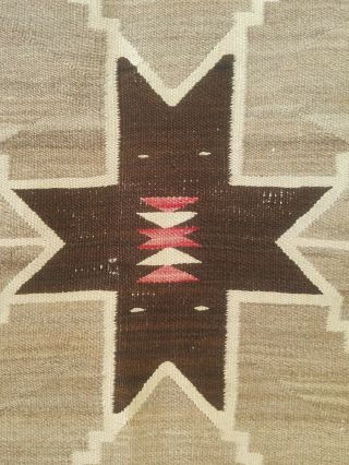 Early Navajo Storm Pattern Rug Weaving With Snake Heads 3