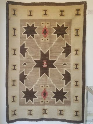 Early Navajo Storm Pattern Rug Weaving With Snake Heads 8