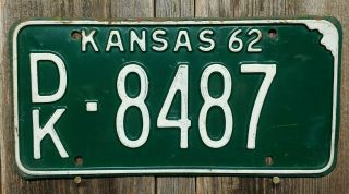 1962 Kansas " Passenger " License Plate (dickinson County)