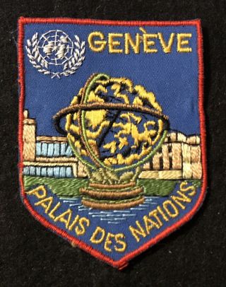 Geneve Palais Des (united) Nations Vtg Souvenir Travel Patch Switzerland Resort