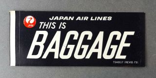 Jal Japan Airlines Vintage Luggage Label Baggage Sticker 1973