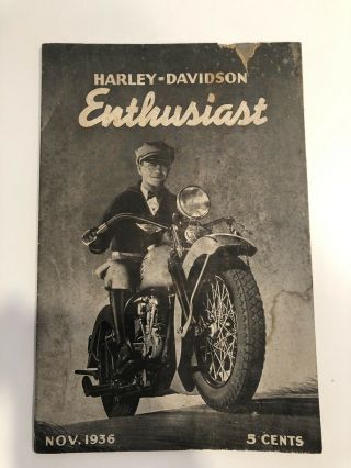 Collectible Nov 1936 Harley Davidson Enthusiast