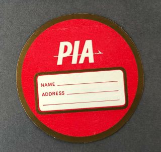 Pia Pakistan International Airline Luggage Label Baggage Sticker