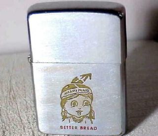 Vtg 1964 Zippo Lighter W/ “better Bread” & Little Girl “miami Maid ” Logo
