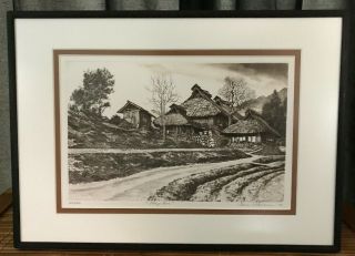 Japanese Etching By American Artist Brian Williams “meiji Lane” Signed.