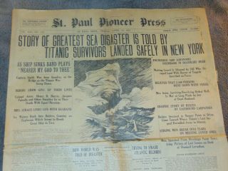Apr 19,  1912 St.  Paul Mn Pioneer Press Newspaper: Sinking Of The Titanic Stories