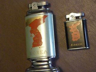 Vintage Korean War Souvenir Memory Of Korea Lighters - Table & Pocket Beauties