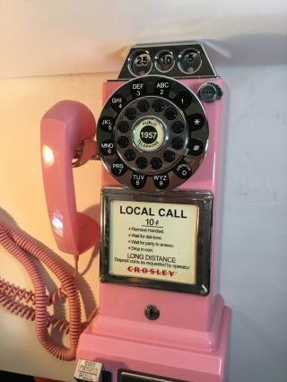 Crosley Pink Retro Pay Phone Telephone Wall Mount Push Button Phone FUN 11