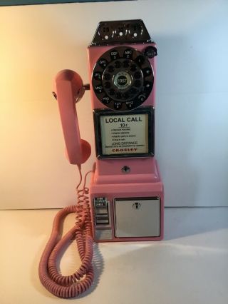 Crosley Pink Retro Pay Phone Telephone Wall Mount Push Button Phone Fun