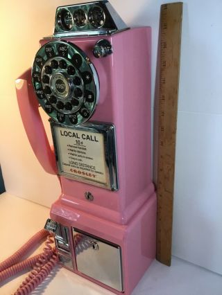Crosley Pink Retro Pay Phone Telephone Wall Mount Push Button Phone FUN 4