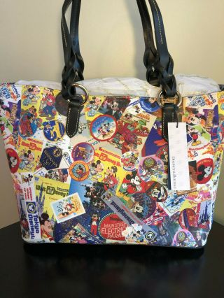 NWT Disney Dooney Bourke 90th Mickey Through The Years Collage Celebrations Tote 4