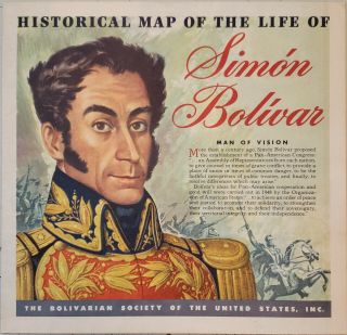 Vintage Historical Map Of The Life Of Simon Bolivar