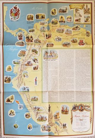 Vintage Historical Map of the life of Simon Bolivar 3