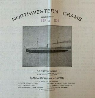 S.  S.  Northwestern Alaska Steamship Company On Board Newsletter 1914 Wwi War News