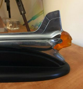 1951 Pontiac Indian Chief Amber Hood Ornament.  Black Lacquer Base Mount 2