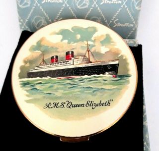 Vintage Stratton Cunard Ocean Liner Queen Elizabeth Powder Compact.  N.  I.  B.